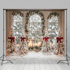 Lofaris Festive Christmas Vibe Window Snowy Room Set Backdrop