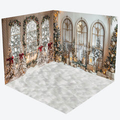 Lofaris Festive Christmas Vibe Window Snowy Room Set Backdrop