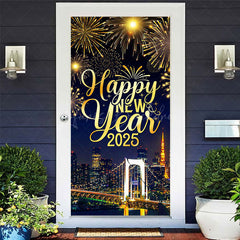 Lofaris Festive City Night Happy New Year 2025 Door Cover