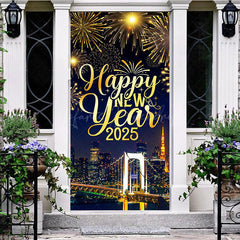 Lofaris Festive City Night Happy New Year 2025 Door Cover