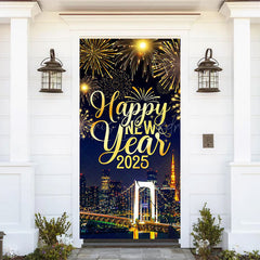 Lofaris Festive City Night Happy New Year 2025 Door Cover