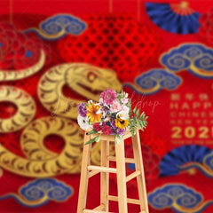 Lofaris Festive Cloud Pattern Red Chinese New Year Backdrop