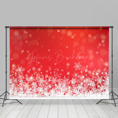 Lofaris Festive Falling Snowflakes On Red Christmas Backdrop