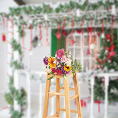 Lofaris Festive Fence White House Window Christmas Backdrop