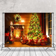 Lofaris Festive Fireplace Tree Gifts Cozy Christmas Backdrop