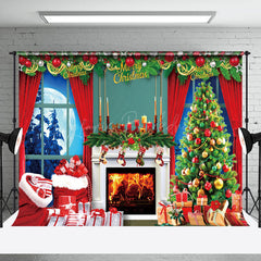 Lofaris Festive Fireplace Tree Window Christmas Backdrop