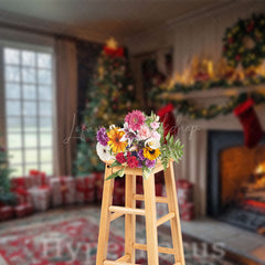 Lofaris Festive Indoor Room Fireplace Tree Christmas Backdrop