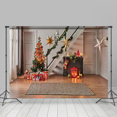 Lofaris Festive Indoor Stairs Christmas Tree Mat Backdrop