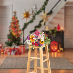 Lofaris Festive Indoor Stairs Christmas Tree Mat Backdrop