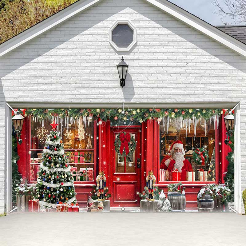 Lofaris Festive Red Christmas Santa Store Garage Door Banner