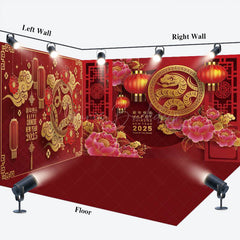 Lofaris Festive Red Gold Snake Year Vibe Room Set Backdrop