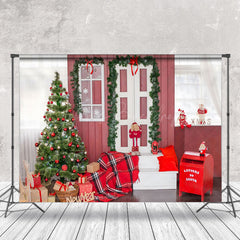 Lofaris Festive Red Walls Tree Gifts And Post Box Backdrop