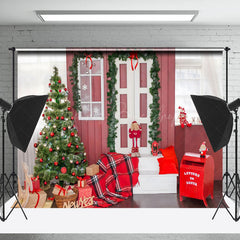 Lofaris Festive Red Walls Tree Gifts And Post Box Backdrop