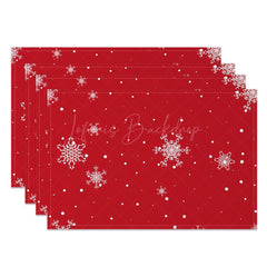 Lofaris Festive Red White Snow Christmas Set Of 4 Placemats