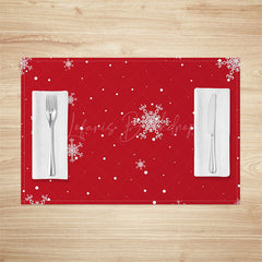 Lofaris Festive Red White Snow Christmas Set Of 4 Placemats