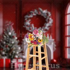 Lofaris Festive Red Window Wreath Christmas Vibe Backdrop