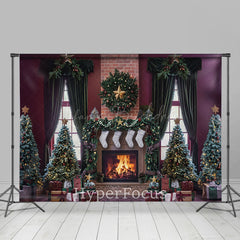 Lofaris Festive Retro Room Xmas Tree Christmas Vibe Backdrop