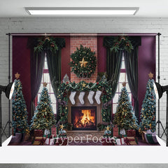 Lofaris Festive Retro Room Xmas Tree Christmas Vibe Backdrop