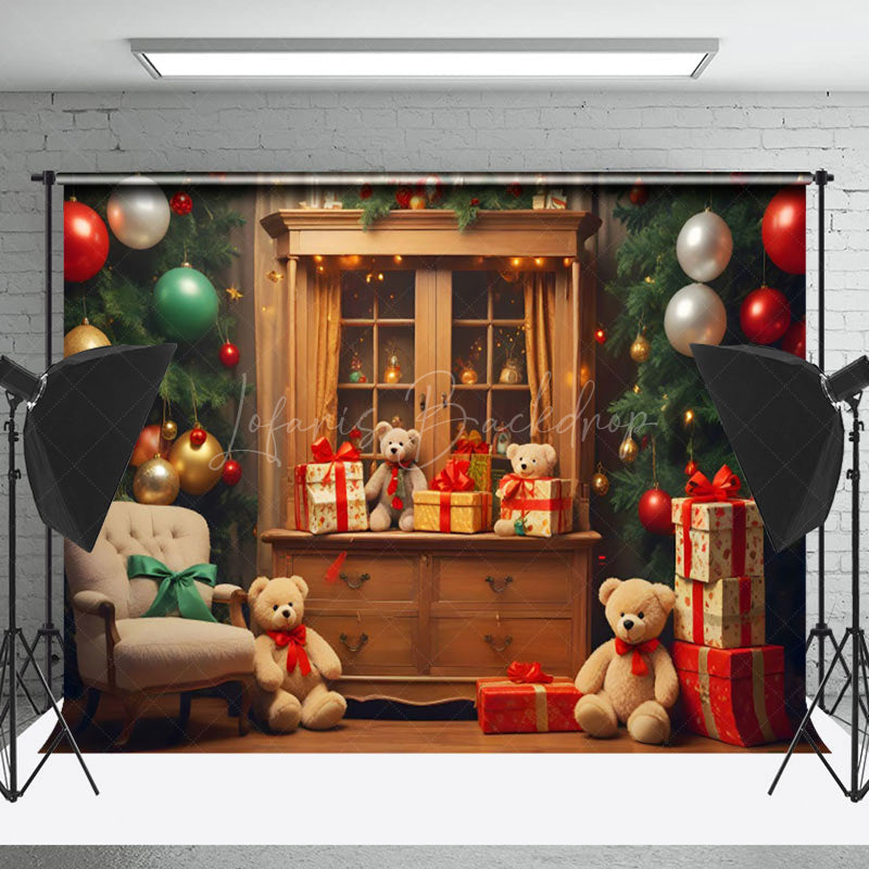 Lofaris Festive Room Bears Sofa Xmas Tree Christmas Backdrop