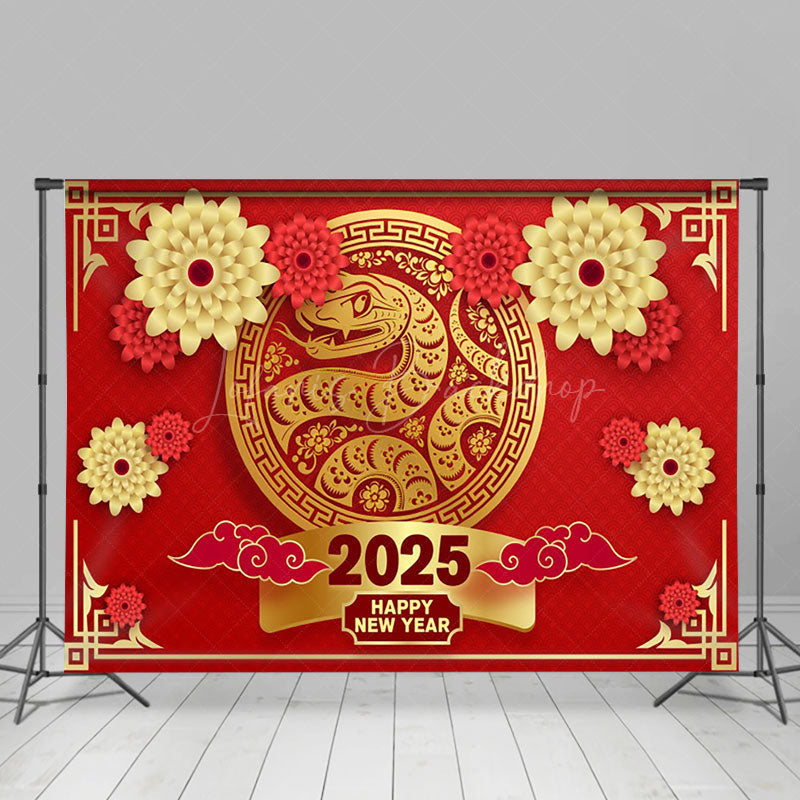 Lofaris Festive Snake Year 2025 Red And Gold New Backdrop