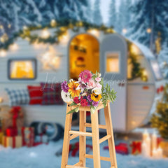 Lofaris Festive Snowy Camper Van Gifts Cozy Winter Backdrop