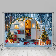 Lofaris Festive Snowy Camper Van Gifts Cozy Winter Backdrop