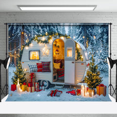 Lofaris Festive Snowy Camper Van Gifts Cozy Winter Backdrop