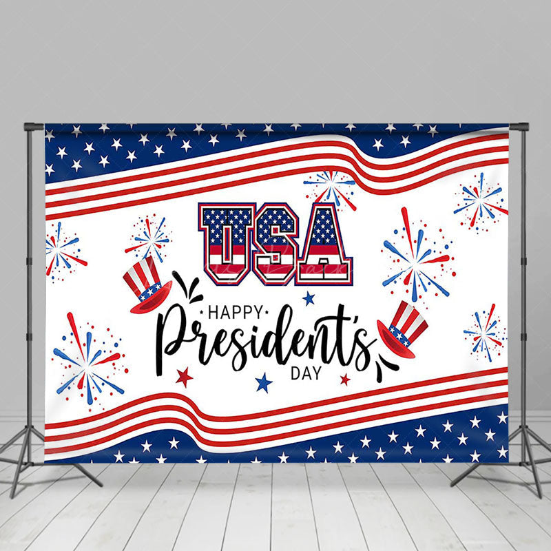 Lofaris Festive Sparke Usa Flag Happy Presidents Day Backdrop