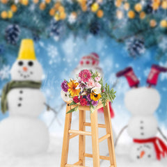 Lofaris Festive Winter Wonderland Snowmen White Backdrop