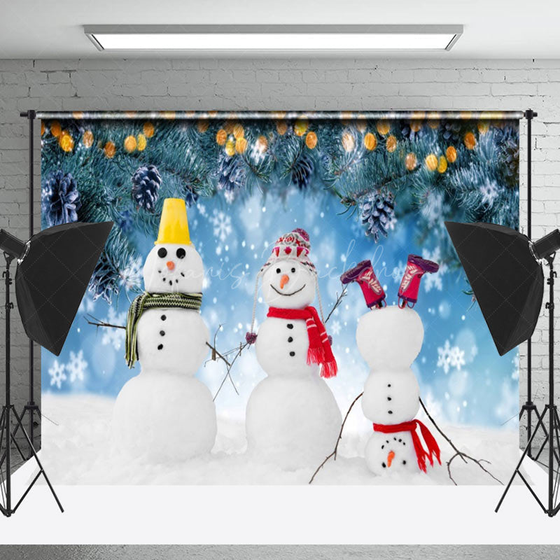 Lofaris Festive Winter Wonderland Snowmen White Backdrop