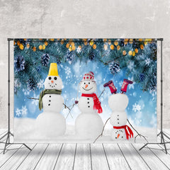 Lofaris Festive Winter Wonderland Snowmen White Backdrop