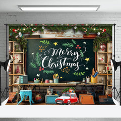 Lofaris Festive Wreath Blackboard Car Merry Christmas Backdrop