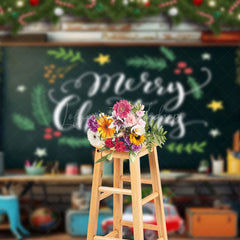 Lofaris Festive Wreath Blackboard Car Merry Christmas Backdrop