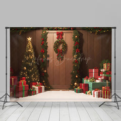 Lofaris Festive Wreath Wood Gift Snow Christmas Backdrop