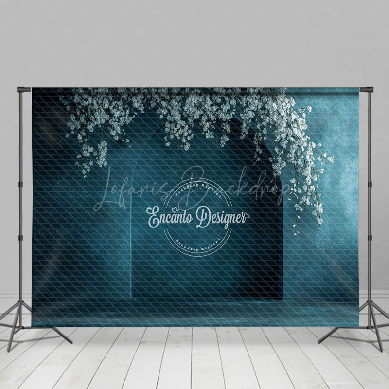 Lofaris Fine Art Blue Arch White Floral Wedding Backdrop