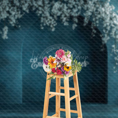 Lofaris Fine Art Blue Arch White Floral Wedding Backdrop