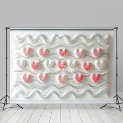 Lofaris Fine Art Pink Love Wavy Cream Valentines Day Backdrop