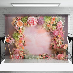 Lofaris Fine Art Pink Wall Arch Floral Photography Backdrop