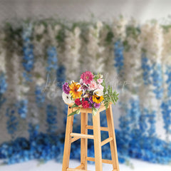 Lofaris Fine Art White Blue Vine Floral Photography Backdrop