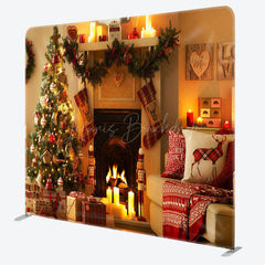 Lofaris Fireplace Candlelght Christmas Pillow Case Backdrop