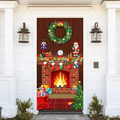 Lofaris Fireplace Nutcracker Soldier Christmas Door Cover