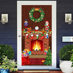 Lofaris Fireplace Nutcracker Soldier Christmas Door Cover