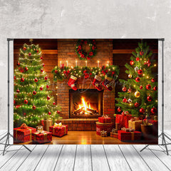 Lofaris Fireplace Sock Trees Red Gifts Christmas Backdrop