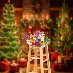 Lofaris Fireplace Sock Trees Red Gifts Christmas Backdrop