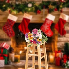 Lofaris Fireplace Socks Ornaments Christmas Photo Backdrop