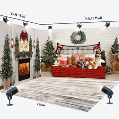 Lofaris Fireplace Sofa Christmas Vibe Room Set Backdrop