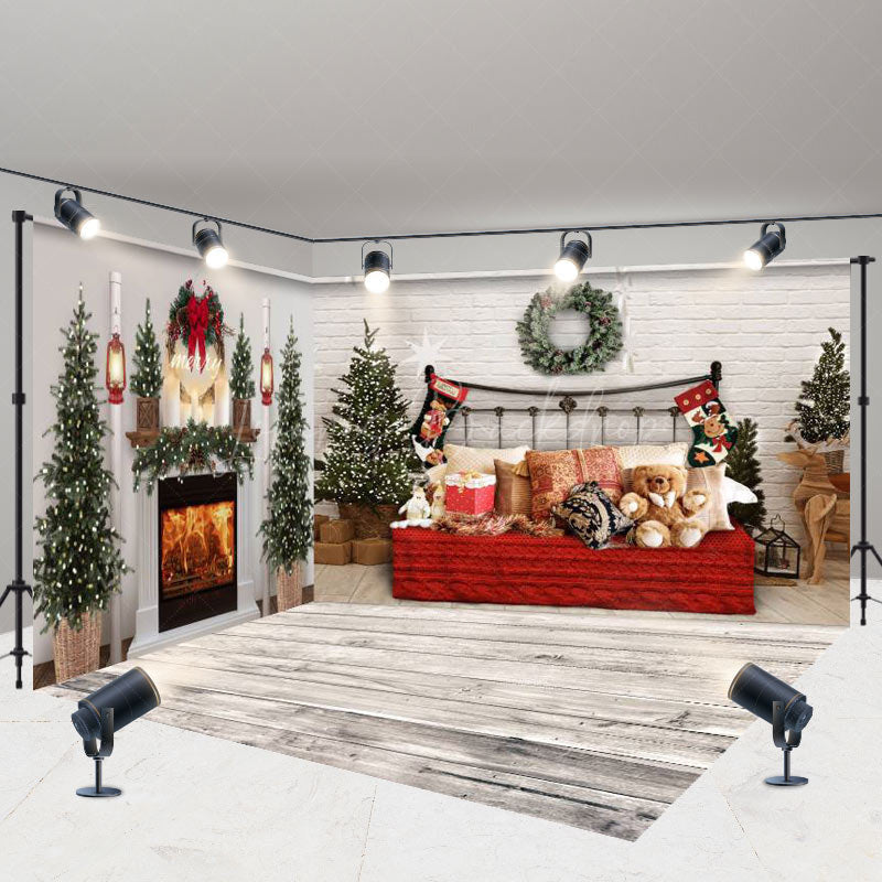 Lofaris Fireplace Sofa Christmas Vibe Room Set Backdrop