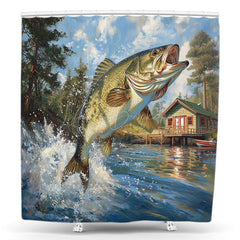 Lofaris Fish Out Of Water Cabin Natural Animal Shower Curtain