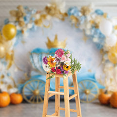 Lofaris Floral Balloons Carriage Pumpkin Cake Smash Backdrop