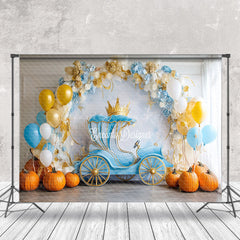 Lofaris Floral Balloons Carriage Pumpkin Cake Smash Backdrop